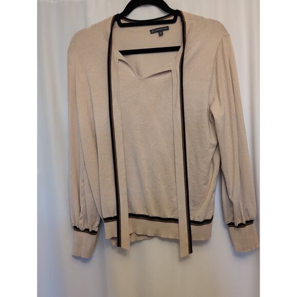 Adrianna Pappell XL Tan front tie lightweight sweater top 75% viscose - Picture 3 of 9